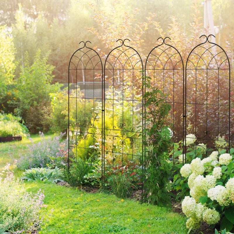 Outsunny Lot de 2 treillis de jardin, support pour plantes grimpantes en métal, 50L x 181H cm, noir