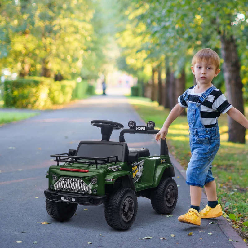 HOMCOM Voiture 4x4 électrique pour enfant avec coffre vitesse 3 km/h phares klaxon musique 3-5 ans(m-10)