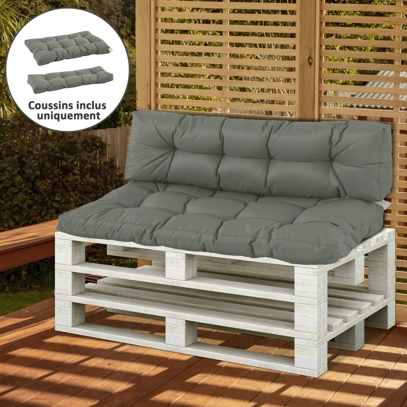 Outsunny Coussins Matelas Assise Dossier pour Banc de Jardin balancelle canapé 2 Places Grand Confort dim. 120L x 80l x 12H cm Polyester Gris