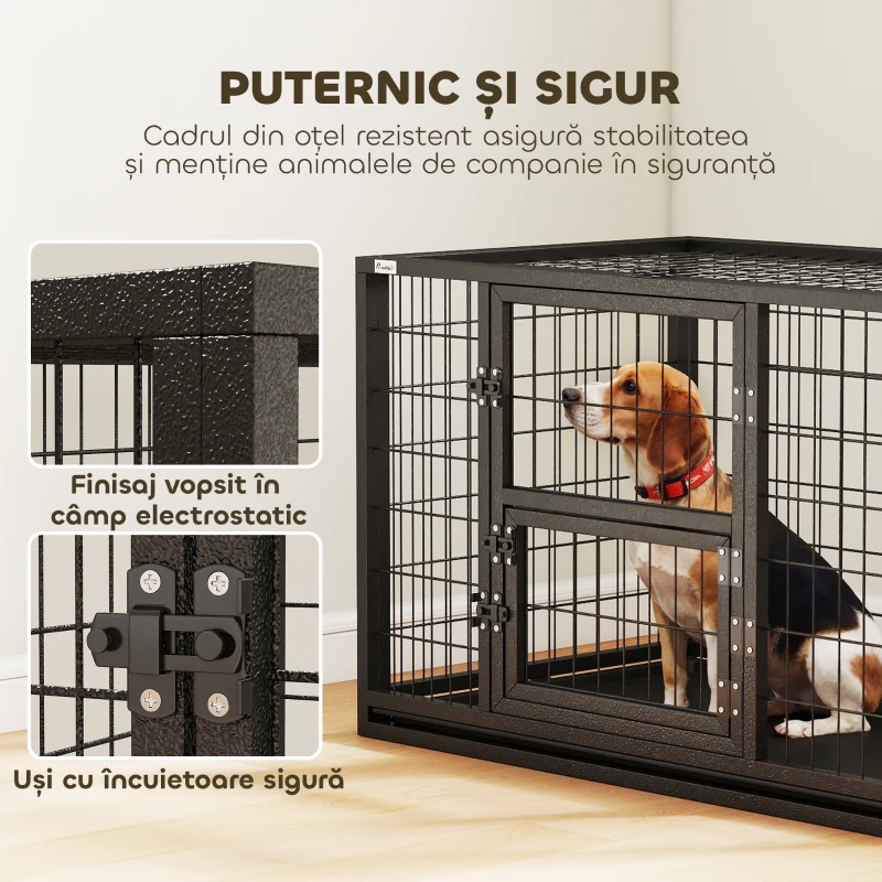 PawHut Cușcă pentru Câini Robusta, 94x60x64 cm, cu Tavă Detașabilă.