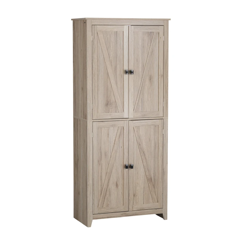 Homcom Bufet Lemn Natural – 4 Usi cu Rafturi Reglabile