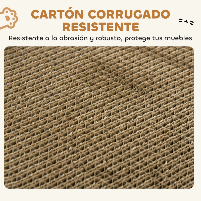 PawHut Rascador Cartón para Gatos Forma Castillo 2 en 1 Rascador para Gatos con 2 Zonas de Rascado Catnip 67x66x57 cm Marrón