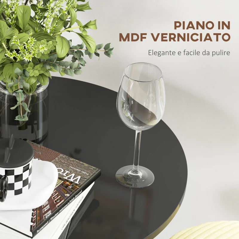 HOMCOM Tavolo Bar e Tavolo da Cucina Alto Rotondo, Ø60x102 cm, Nero