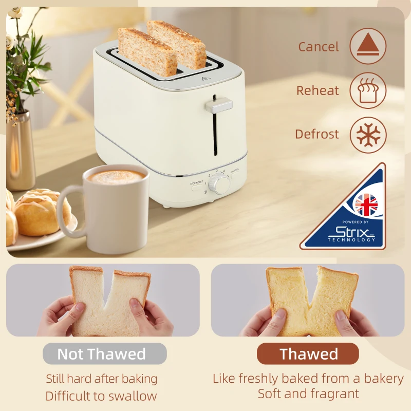 HOMCOM Zestaw z 1,7 L Czajnikiem i Tosterem z 6 stopniami opiekania, Beżowy