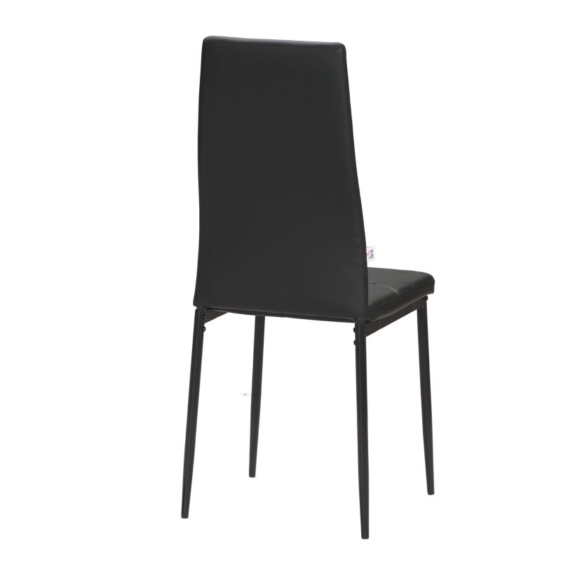 HOMCOM Set de 4 scaune de sufragerie cu spatar inalt, moderne din piele artificiala si otel, 41x50x97cm, negru(m-14)