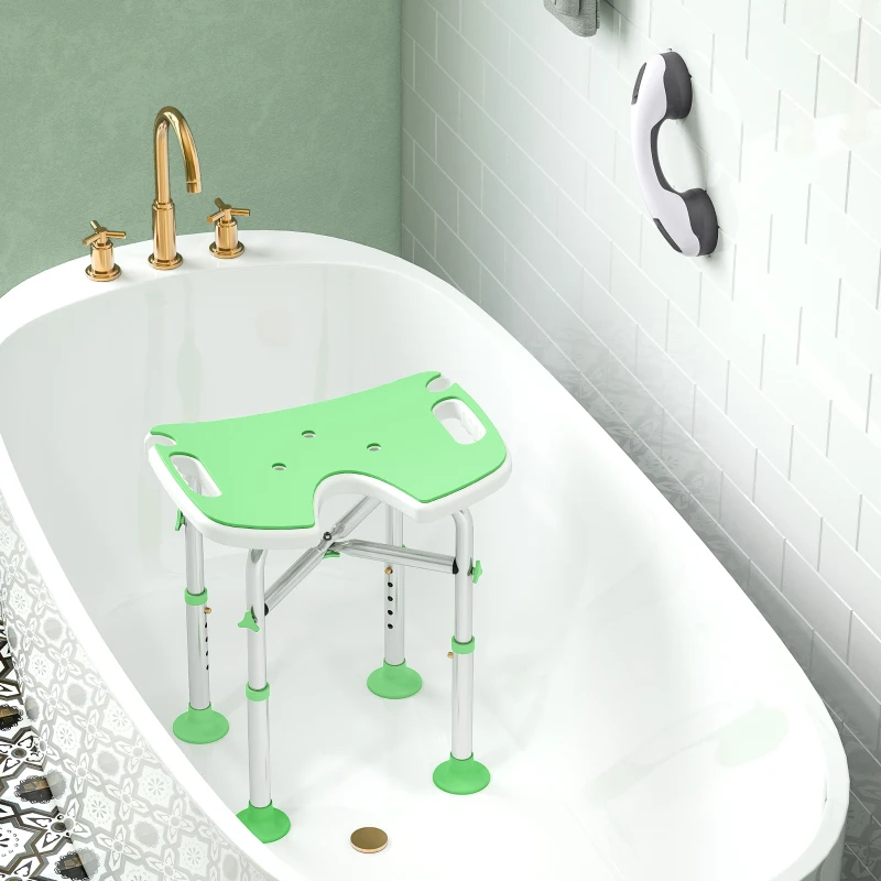 HOMCOM 39-51.5cm 'U' Seat Padded Shower Stool - Green