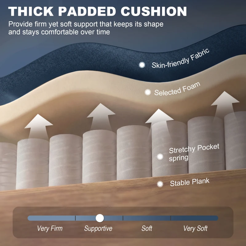 HOMCOM Wingback Accent Chair, Retro Upholstered Button Tufted Occasional Chair for Living Room and Bedroom, Blue