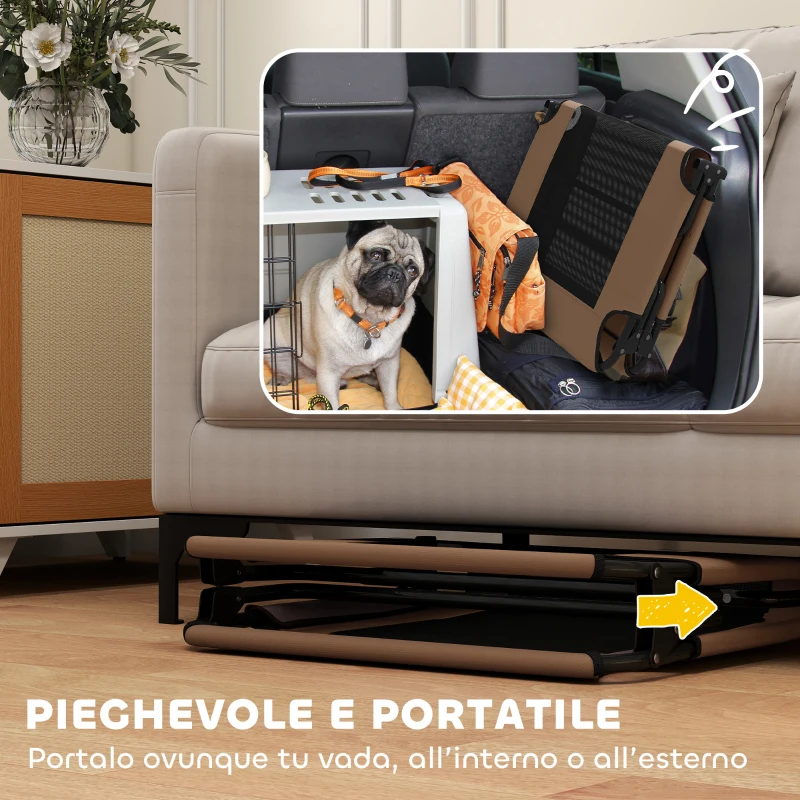 PawHut Letto per Cani Grandi Pieghevole con Tessuto a Rete da Interno ed Esterno, 107x61x20 cm, Marrone