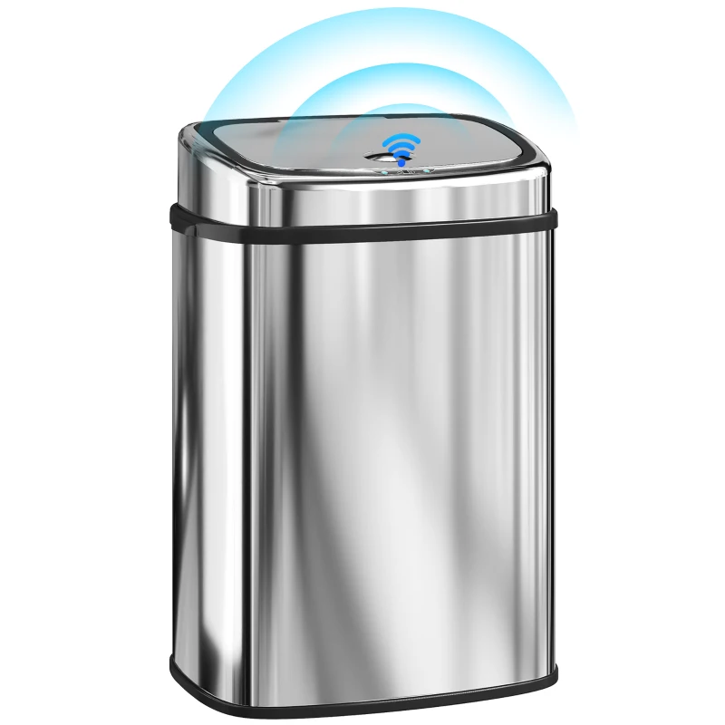 HOMCOM 50L Stainless Steel Sensor Bin - Silver Tone