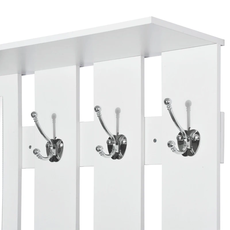 HOMCOM Mobila de Hol Moderna Garderoba Set Cuier, Oglinda si Dulap Pantofi 3 in 1, in Lemn Alb