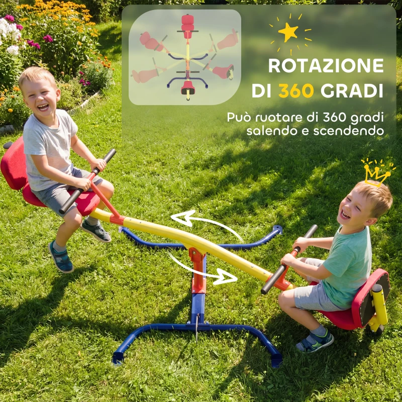 AIYAPLAY Altalena Bilico Basculante Girevole 360° 253x96x75 cm Multicolore