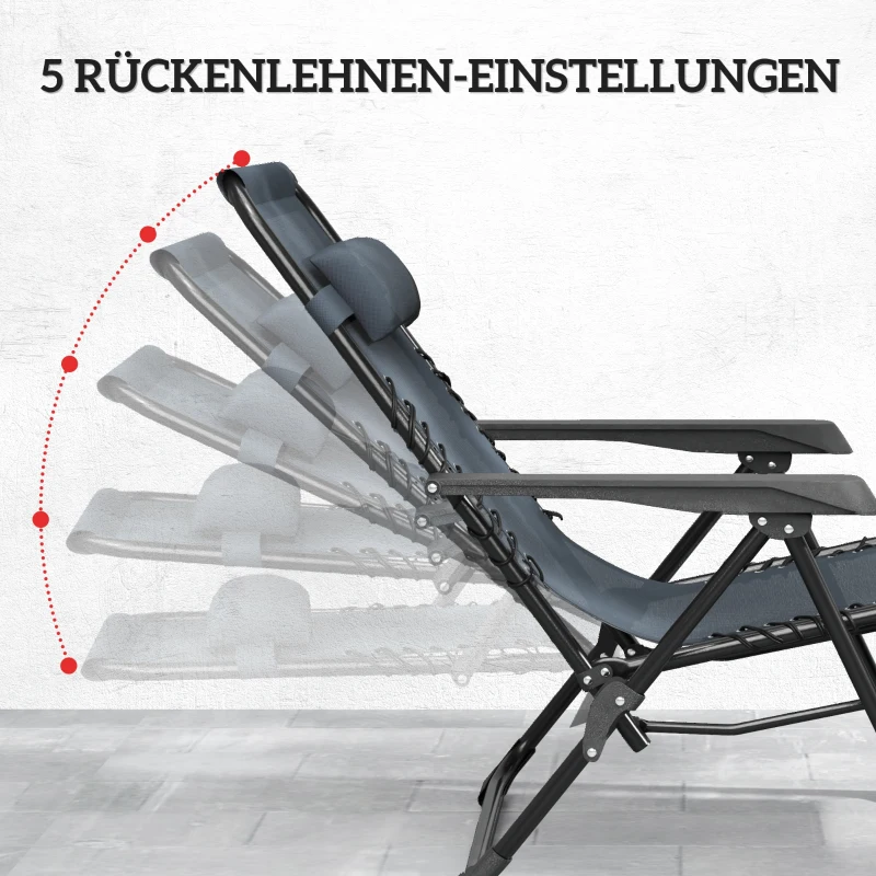 Outsunny Sonnenliege 2er Set klappbar Zero Gravity Liegestuhl mit Kopfstützen Beistelltisch inklusive 2 Getränkehalter