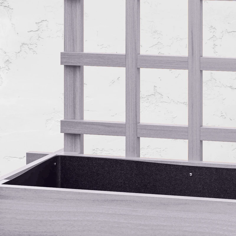 Outsunny 3 Tier Garden Planters with Trellis for Vine Climbing, Wooden Raised Beds, 95x95x110cm, Grey