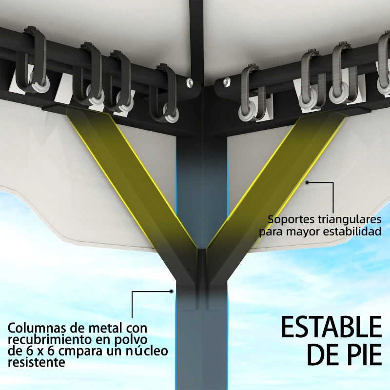 Outsunny Carpa para Jardín con Techo Doble Cenador con 4 Paredes y Mosquitera para Exterior Terraza 360x300x279 cm Gris Claro