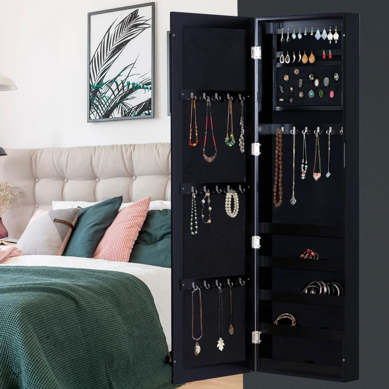 HOMCOM Armoire à Bijoux Noire 37 x 10 x 121 cm