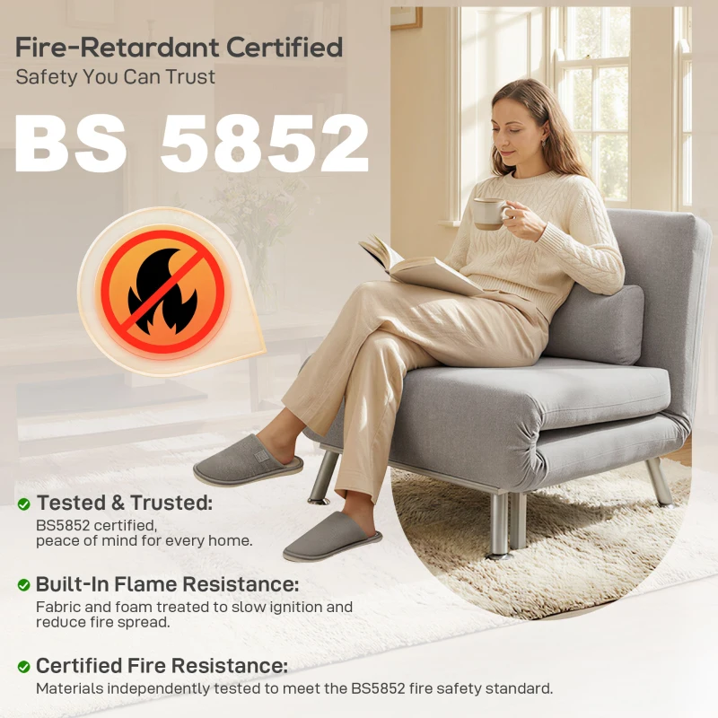 HOMCOM Adjustable Back Futon Sofa Chair - Grey(m-7)