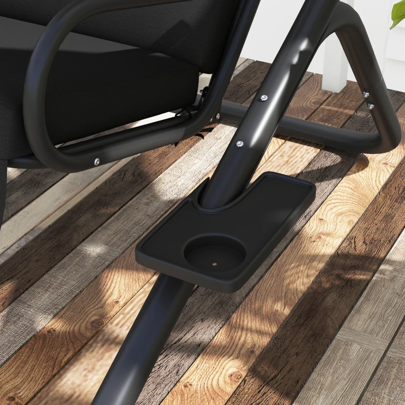 Outsunny Two-Seat Garden Swing Chair, with Protective Canopy - Black