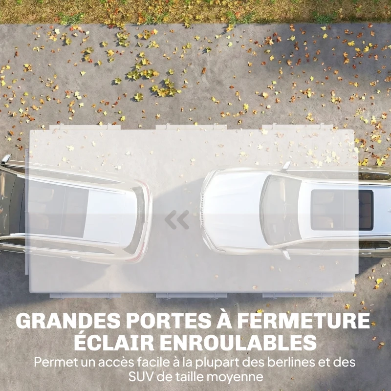 Outsunny Abri de Voiture Tente de Garage Protection UV30+ Hauteur Réglable 6 Fenêtres et Moustiquaire 3x6m Blanc