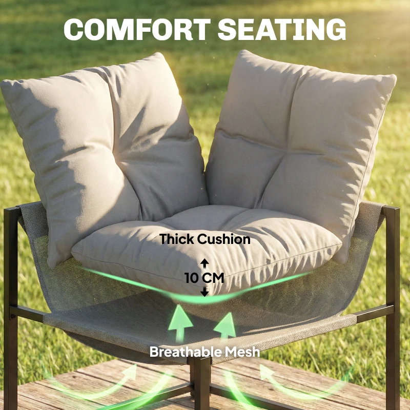 Outsunny 4 Piece Garden Furniture Set with Thick Cushions and Coffee Table, Patio Conversation Set for Porch, Balcony, Deck, Grey