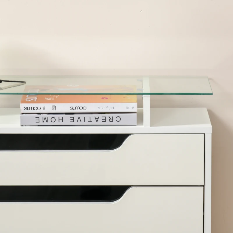 Homcom Suport Pantofi Modern – 16 Perechi, 2 Sertare & Raft Sticla