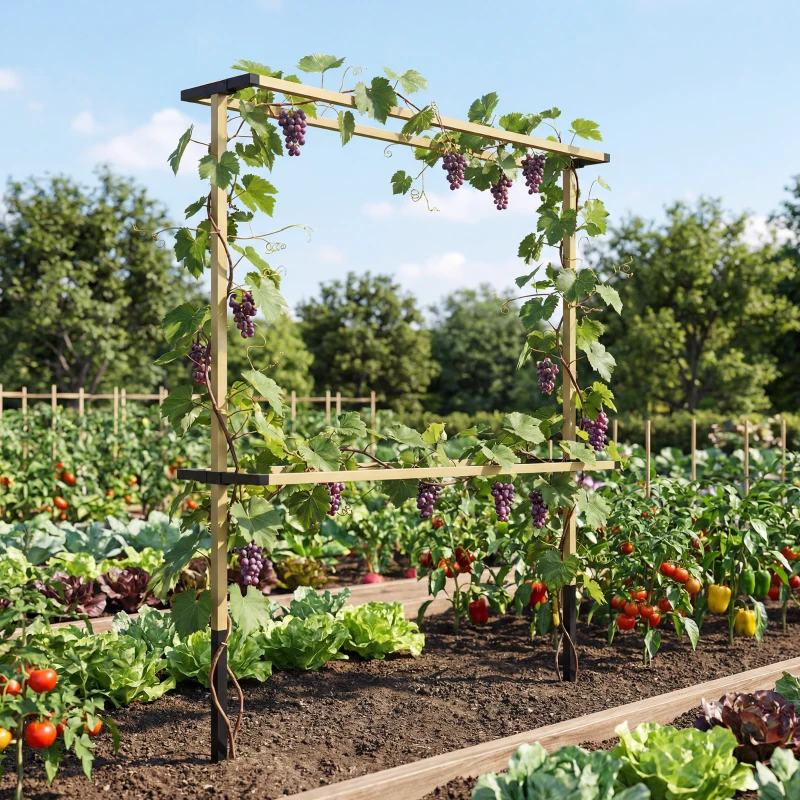 Outsunny Flexibles Metall-Gartenspalier für Beeren: Himbeeren, Brombeeren & Blaubeeren – Erweiterbares Spalier