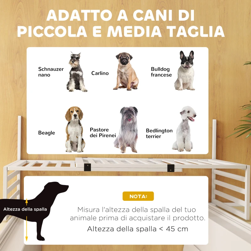 PawHut Cancellino per Cani Taglia Media e Piccola Estensibile Autoportante in Legno, 102-183x57x70 cm, Bianco