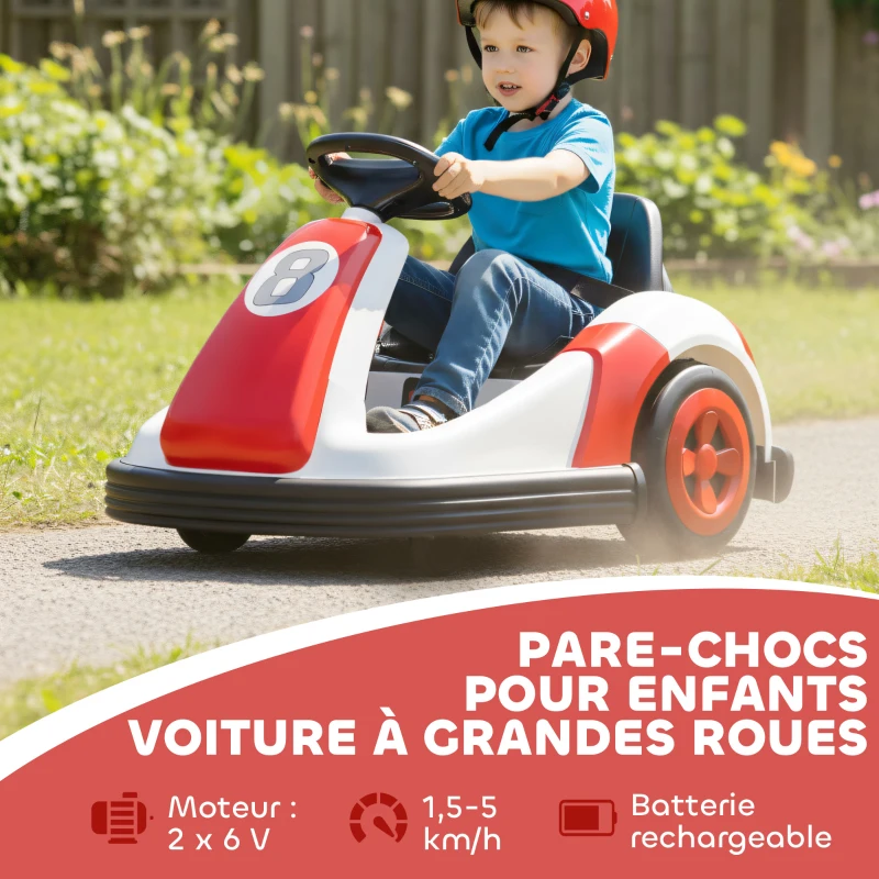 AIYAPLAY Auto-tamponneuse enfant 6V, rotation à 360°, voiture tamponneuse électrique enfant avec double moteur, musique et klaxon