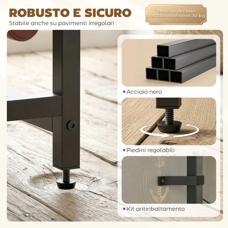 HOMCOM Mobile Bar, Mobile da Bar con Cassetto, Portabicchieri, Marrone Rustico