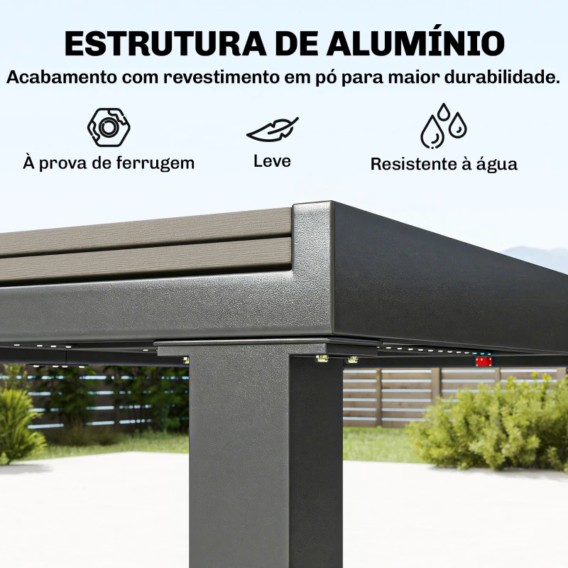 Outsunny Conjunto de Mesa e Cadeiras de Jardim com Mesa Extensível Estrutura de Alumínio 8 Cadeiras e Tampo de Ripas de Madeira Plástica