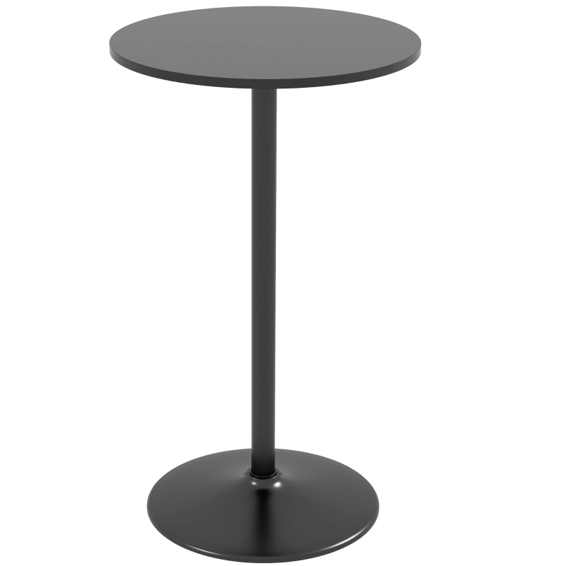 HOMCOM Tavolo Bar e Tavolo da Cucina Alto Rotondo, Ø60x102 cm, Nero