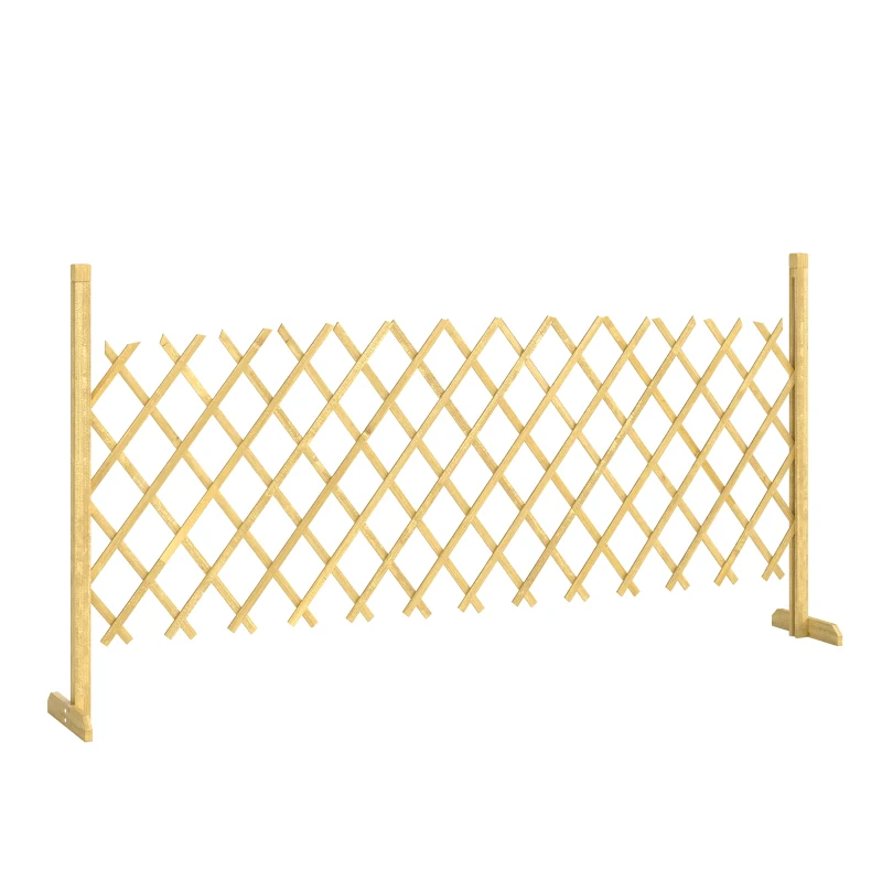 Outsunny Barriere Extensible en Bois de Sapin 180 cm, Base stable, pour Intérieur Extérieur Balcon Jardin, 180x30x90cm, Naturel