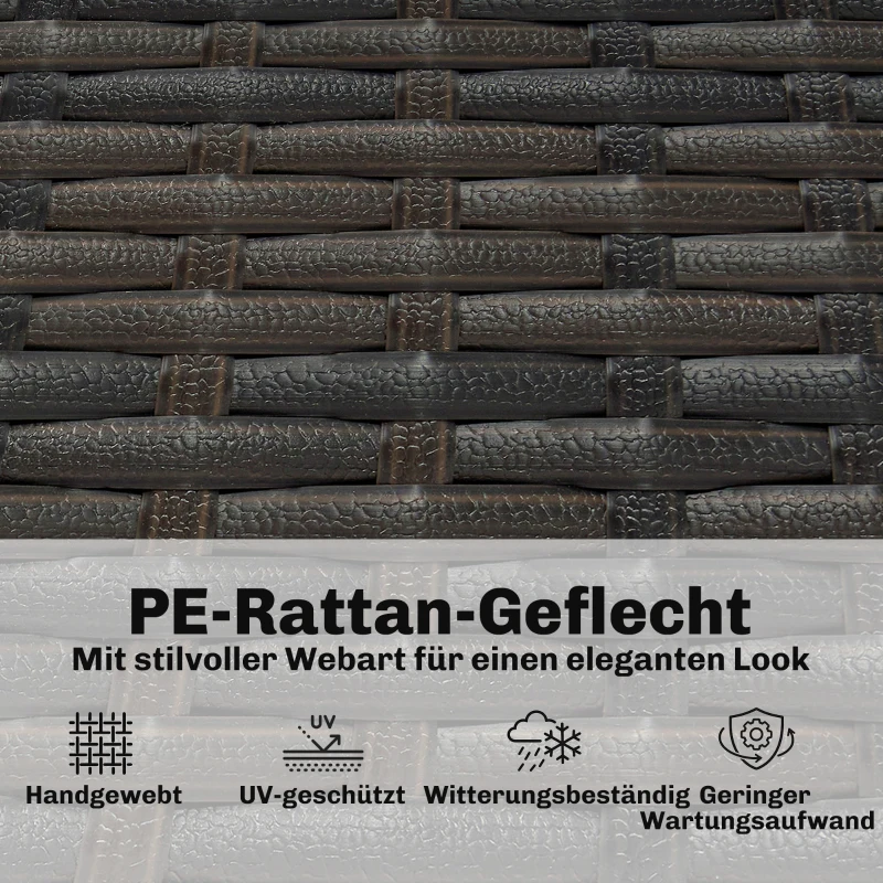 Outsunny Rattan Sofa mit Kissen, 3-Sitzer Gartensofa Loungesofa mit Stahlrahmen für Terrasse Garten 192 x 74 x 79 cm Cremeweiß