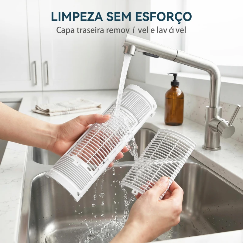 HOMCOM Ventoinha de Mesa com Névoa Luz RGB 3 Velocidades Oscilação de 90° Temporizador de 10H Controlo Remoto Branco