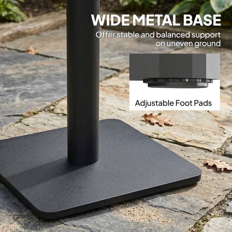 Outsunny Stół balkonowy 70 x 70 cm odporny na warunki atmosferyczne z blatem w wyglądzie drewna, szeroka podstawa, kwadratowy, naturalne drewno