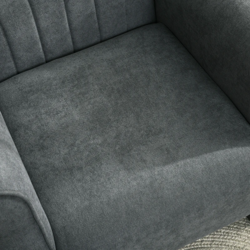 HOMCOM Upholstered Accent Chair with Rolled Arms and Wood Legs, Armchair for Living Room Bedroom, Grey