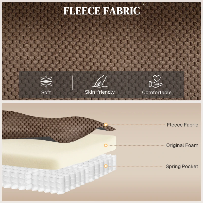 HOMCOM Electric Massage Recliner Armchair with Vibration, Heat, Whisper-Quiet Motor, Memory Function, Fleece Power Reclining Chair with Spring Pack, USB Port, Footrest, Side Pocket, Cup Holders, Brown