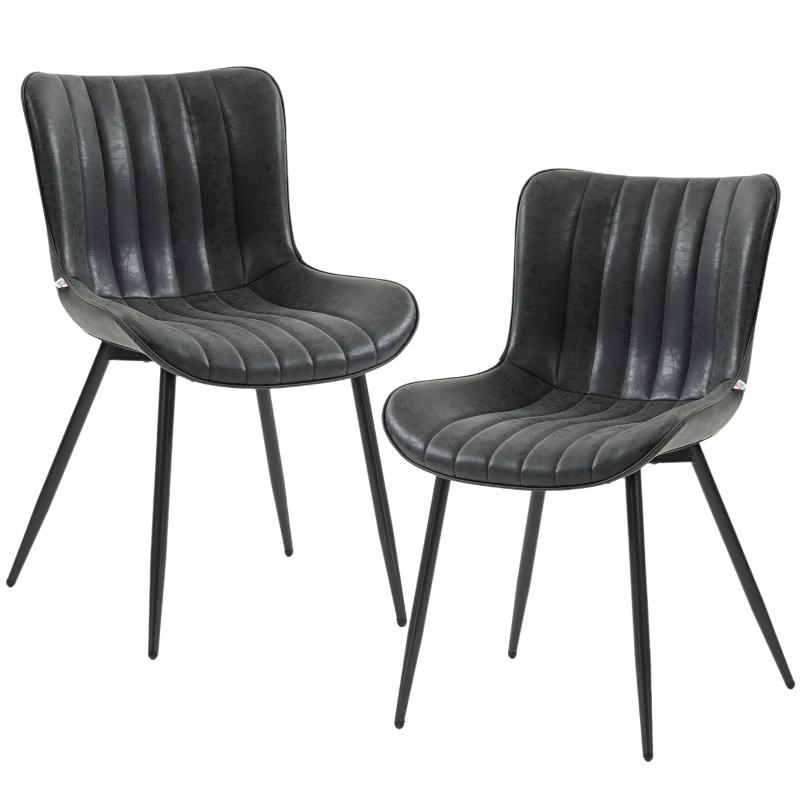 HOMCOM Conjunto de 2 Cadeiras de Sala de Jantar com Design Moderno e Capitonê para Sala Sala de Jantar Quarto Preto