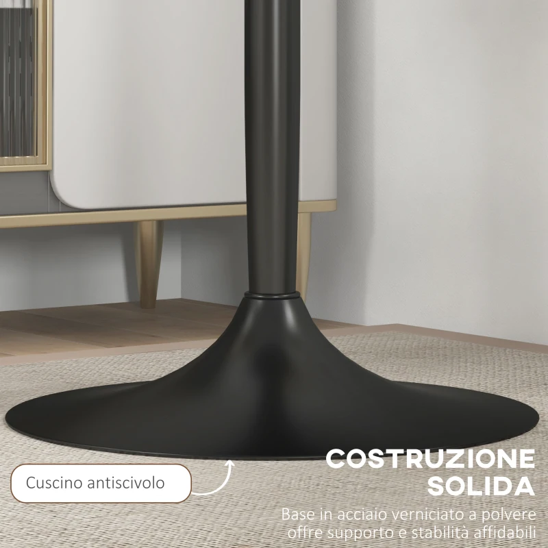 HOMCOM Tavolo Bar e Tavolo da Cucina Alto Rotondo, Ø60x102 cm, Nero