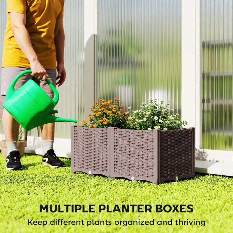 Outsunny Plastic Raised Garden Bed with Legs, Self Watering Elevated Planter Boxes with Drainage Holes and Plugs