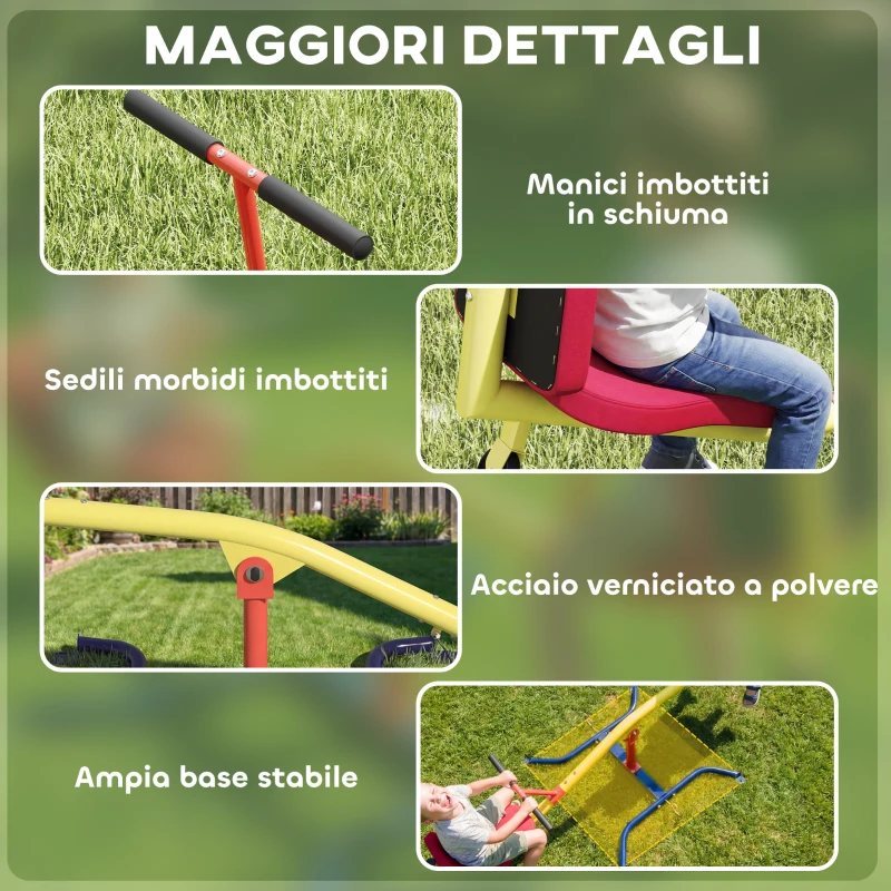 AIYAPLAY Altalena Bilico Basculante Girevole 360° 253x96x75 cm Multicolore