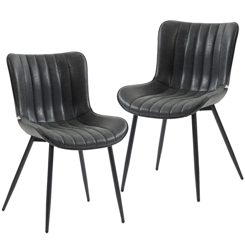 HOMCOM Conjunto de 2 Cadeiras de Sala de Jantar com Design Moderno e Capitonê para Sala Sala de Jantar Quarto Preto