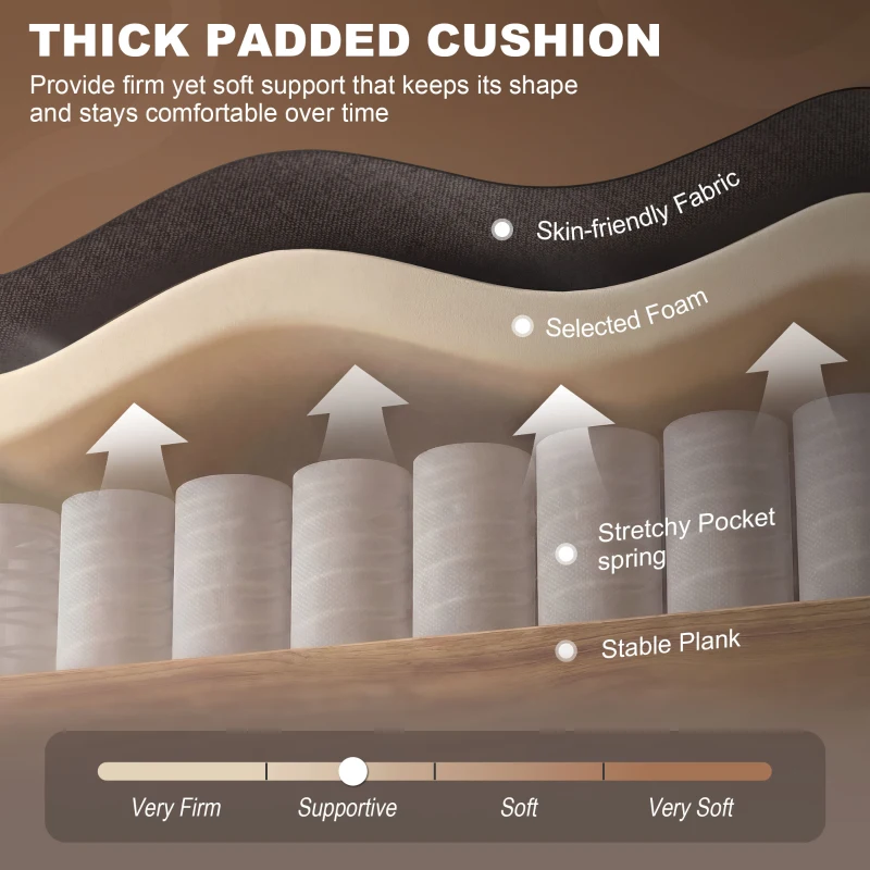 HOMCOM Wingback Accent Chair, Retro Upholstered Button Tufted Occasional Chair for Living Room and Bedroom, Brown