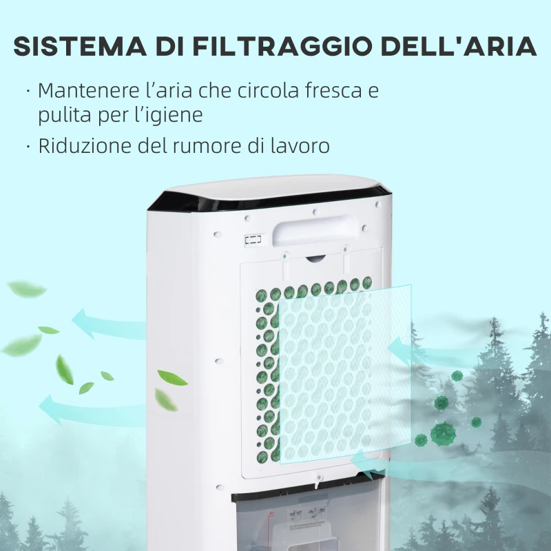 HOMCOM Raffrescatore 4 in 1 da 10L con Umidificatore, Timer 8h e Telecomando, 38.2x31.6x76 cm, in ABS, Bianco e Nero