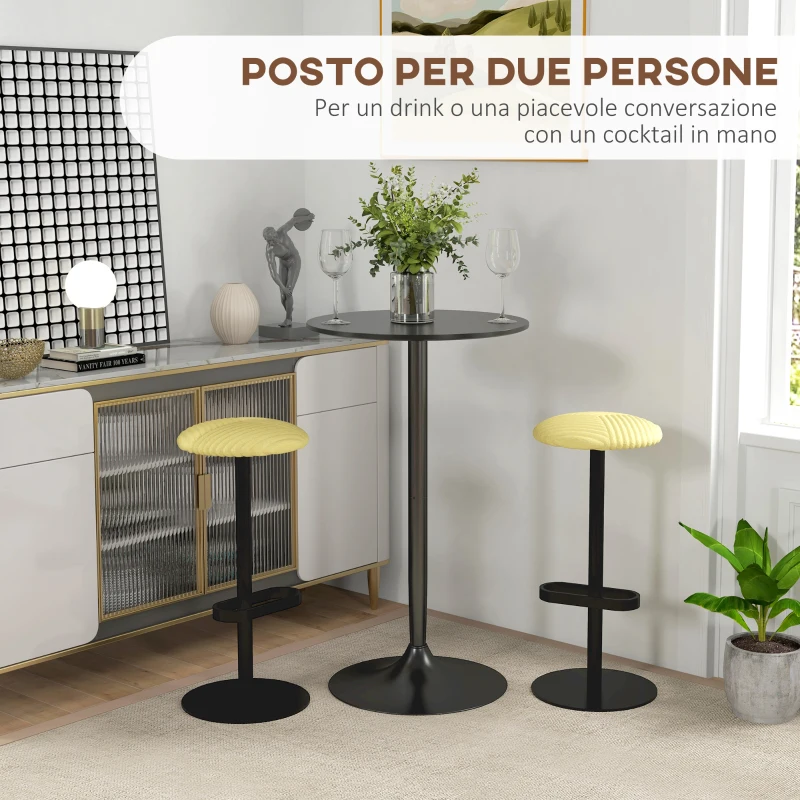 HOMCOM Tavolo Bar e Tavolo da Cucina Alto Rotondo, Ø60x102 cm, Nero