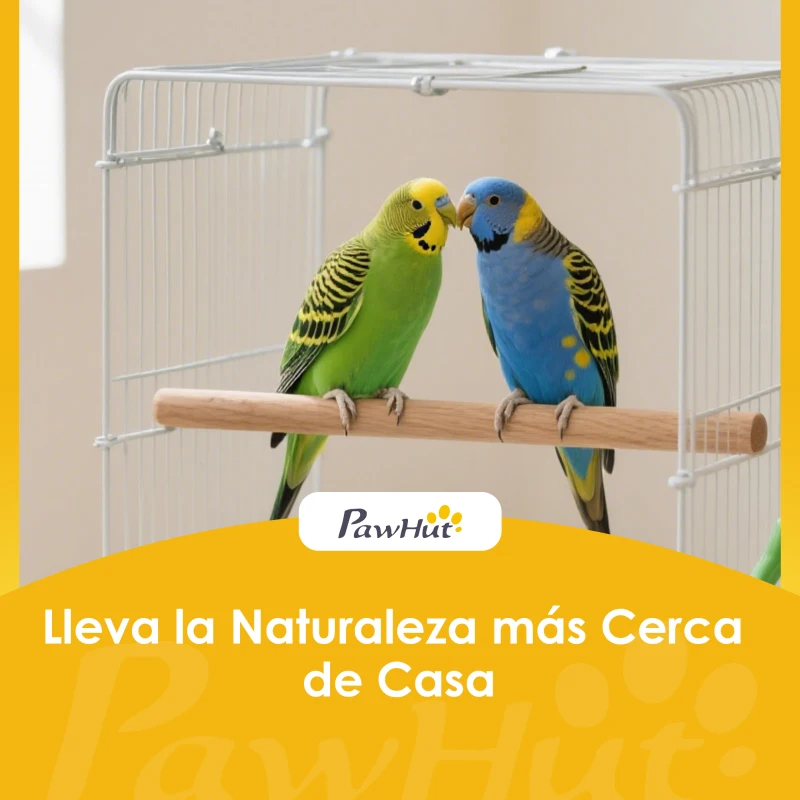 PawHut Jaula para Pájaros de Acero con Comederos Perchas Columpio y Bandeja Extraíble 50,5x41x104 cm Blanco