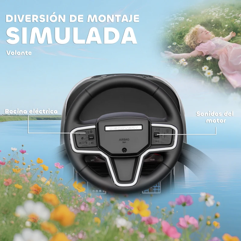 AIYAPLAY Correpasillos 2 en 1 para Niños de 18-36 Meses LAND ROVER DISCOVERY con Almacenaje Mango y Barandilla Extraíbles Negro