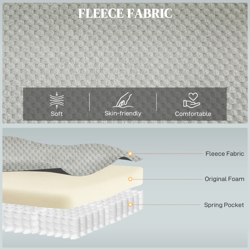 HOMCOM Electric Massage Recliner Armchair with Vibration, Heat, Whisper-Quiet Motor, Memory Function, Fleece Power Reclining Chair with Spring Pack, USB Port, Footrest, Side Pocket, Cup Holders, Grey