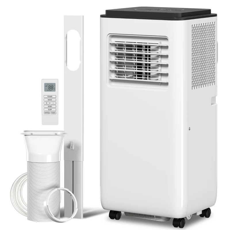 HOMCOM Mobiles Klimagerät 9000 BTU (ca. 2,6 kW) 5‑in‑1 Kühlen, Entfeuchten, Ventilator, Auto, Nachtmodus, 2 Stufen