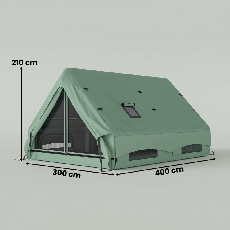 Outsunny Tenda Gonfiabile 8-10 Persone Montaggio Rapido 4 Stagioni Impermeabile Resistente ai Graffi Tenda con Apertura per Stufa Lucernario