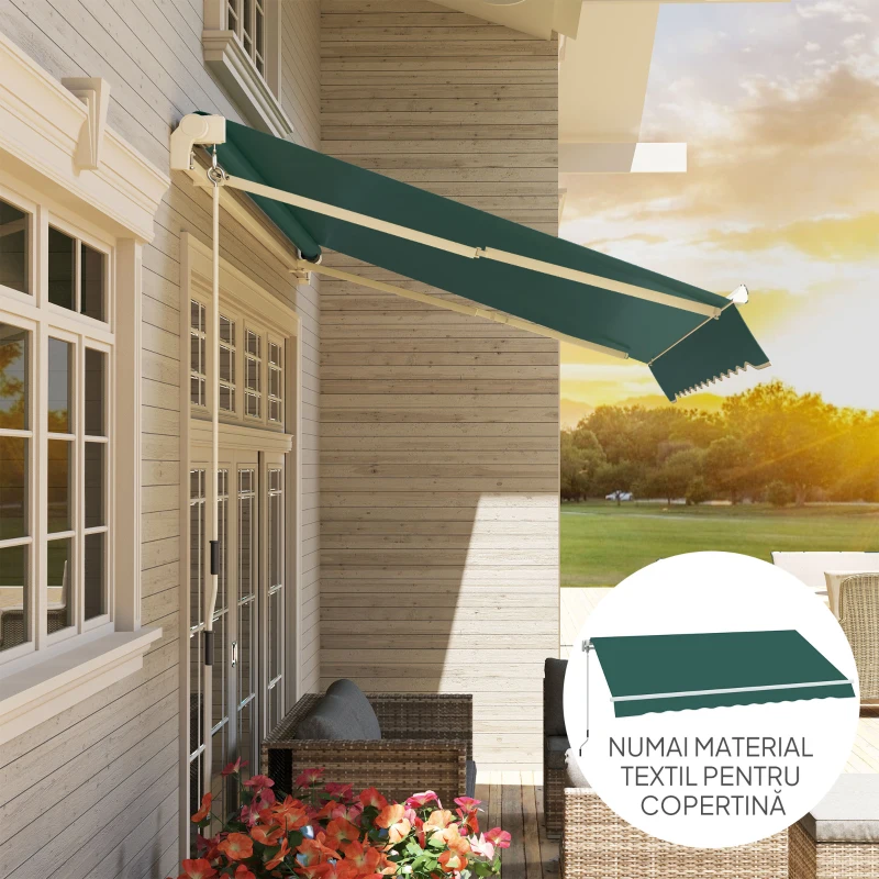 Outsunny Material de Înlocuire pentru Copertină Retractabilă, 282x250 cm, Verde